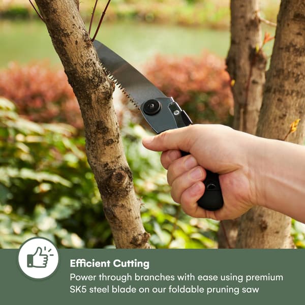 11.8\" SK5 Stål Fällbar Grensåg - Trädtrimning & Bushcraft med Säkerhetslås & 2 Extra Blad