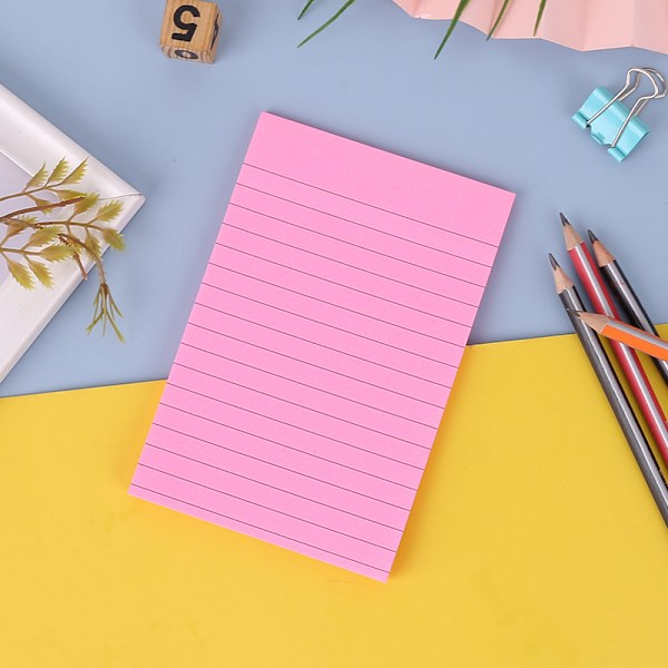 6-pak selvklebende notater Post it fargerike linjerte notater Flyttbare selvklebende notatblokk for kontor, hjem, skole