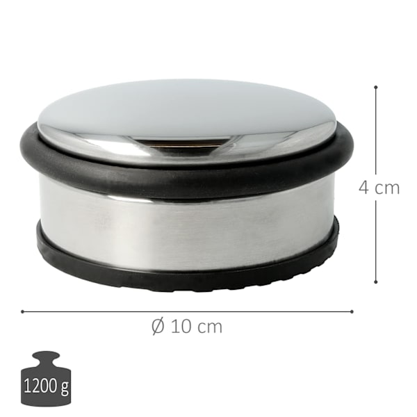 Dørstopper Rund Rustfrit Stål 10 x 4 cm 1200 g Sølv