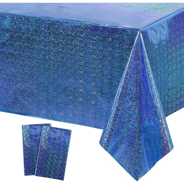 2 kpl Irisoiva juhlapöytäliina, laserpöytäliina muovinen cover , sininen ulkopiknik-synttäreiden hääjuhlakoristeisiin 137 x 274 cm (sininen) Blue