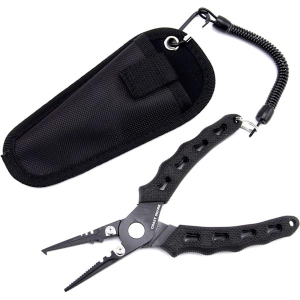 Fiskepliers, rostfria fiskeverktyg, volframkarbidskärare, splitringstång, fiskegåvor till män (svart) Black