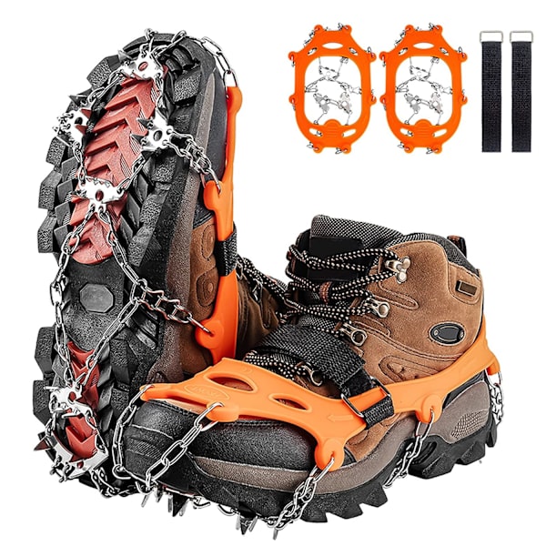 Issnegreb til sko og støvler, 24 pigge trækkraft klamper Anti Slip isspik klamper Crampons, rustfrit stål sikkerhed til vinterklatring vandringXL XL