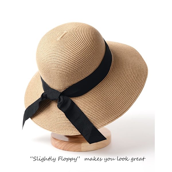 Dam solhattar UPF 50+ strandhatt halmhatt med bred brätte khaki