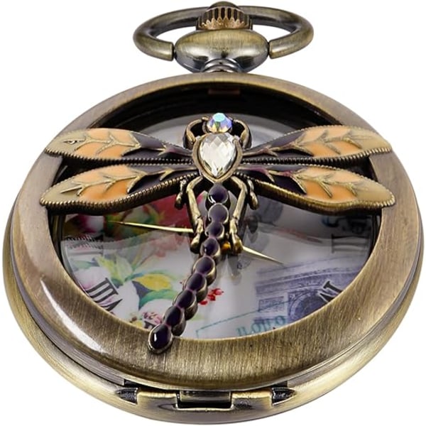 Men's Pocket Watch, Arabic Digital Dial Pocket Watches with Chain for Men-Bronze