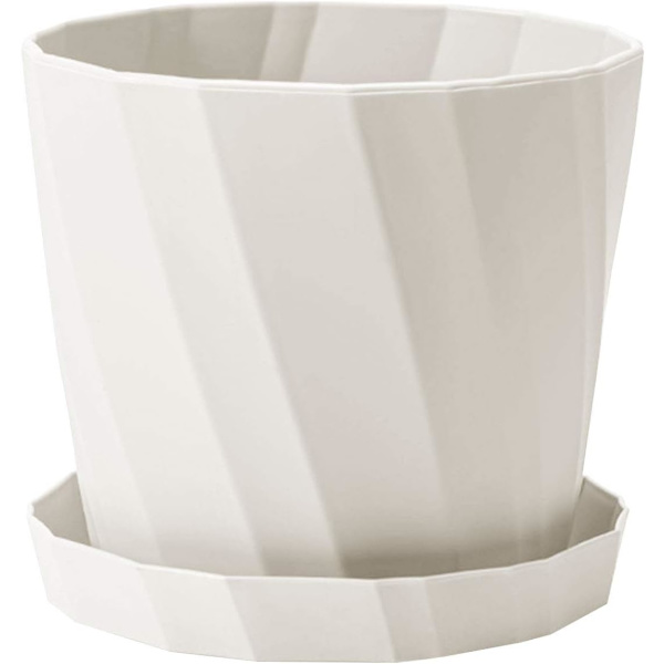 Plantepotte, Blomster Vase, Sjov Vase Statue Plantepotte, Ensfarvet Plastik Plante Blomsterpotte med Bakke Have Hjem Cafe Dekoration Hvid, L