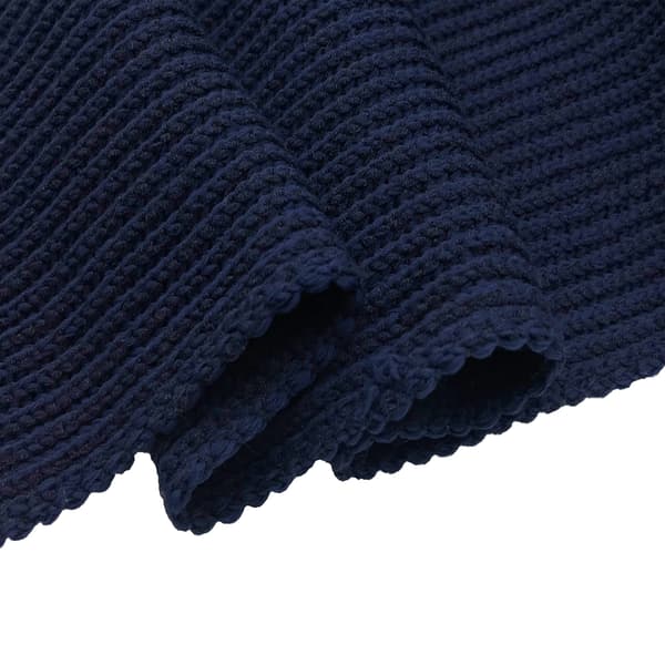 Varmt efterår og vinterhalstørklæde, unisex ren farve vinterhals varm strik garn halstørklæde Navy blue