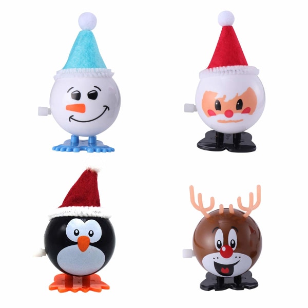 1 set 4 st julupprullningsleksaker Snowman Win-up leksaker Barnleksak (Vit Röd) Juldekorationer Presenter Ornament