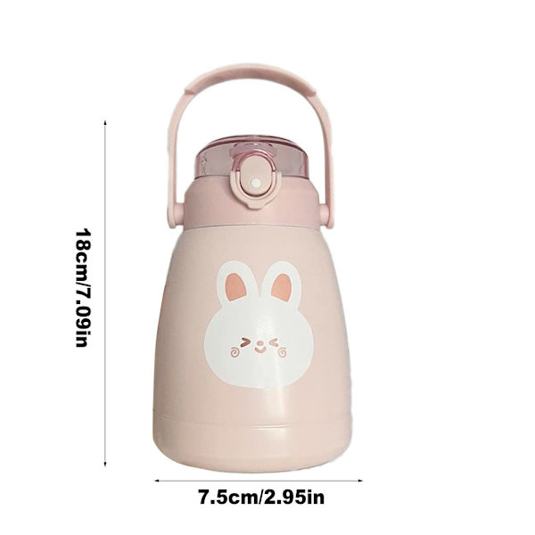 Termisk vannflaske for småbarn, bærbar vakuumflaske, lekkasjesikker drikkebeholder for juice til utendørs klatring, rosa Pink