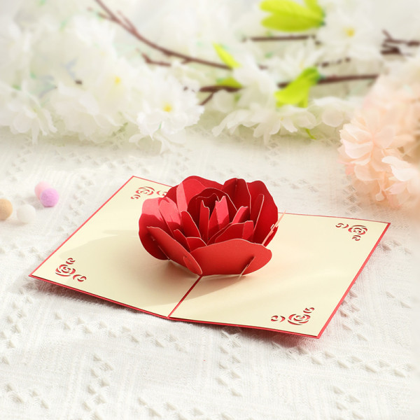 Roses Valentinsdag 3D Pop Up-hilsenskort med konvolutter, 3D håndlagde hjertekort