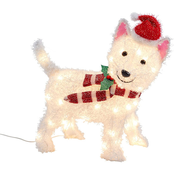 Udendørs Julelysende Westie Hund Figur Have Dekoration