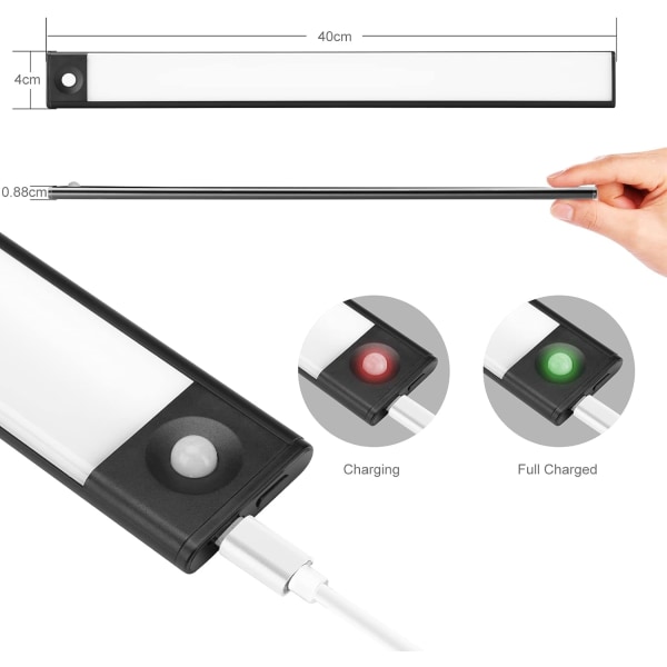 72 LED-lampor för garderob, trådlös LED-ljuslist, USB-laddningsbar induktionsnattlampa [Energiklass A+++]