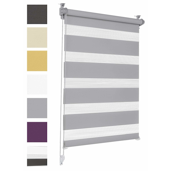 Kaksoisrullattu verho ilman porausta aurinkosuojarullaverho ikkunarullaverho 90cm x 150cm grey