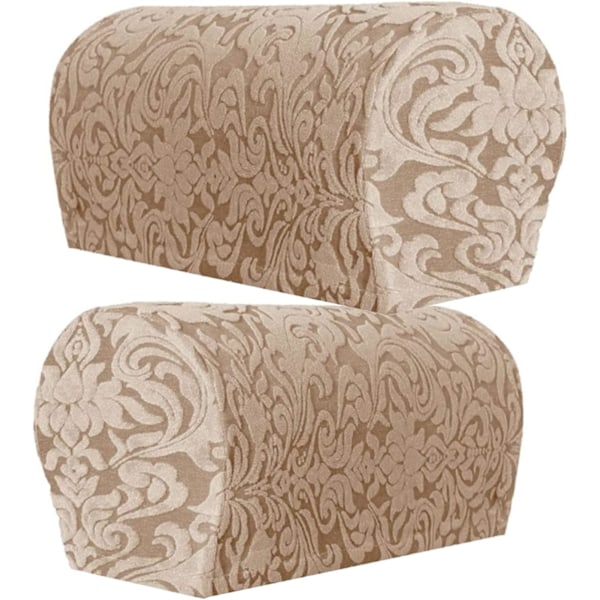 Jacquard Stretch Armlenestopper, 1 Par Armlenestopper med Twist-nåler for Armlene, Myk Polyester Armlenestopper Møbelbeskytter (Aprikos)