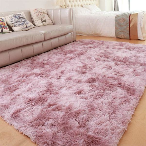 Shaggy soveværelse tæppe, tæppe til stue stor gulvmåtte til entre, blødt fluffy shag tæppe fluffy indendørs tæppe (120 * 160 cm) Pink 120*160CM