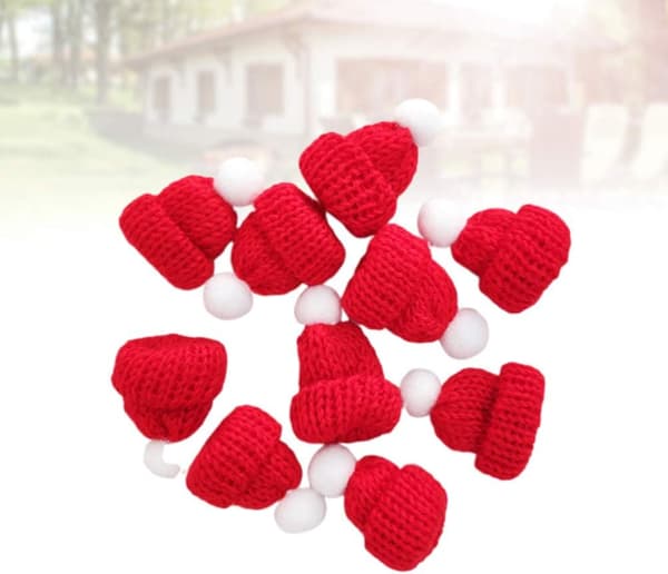 10 kpl Mini-joulupukkihattu Red