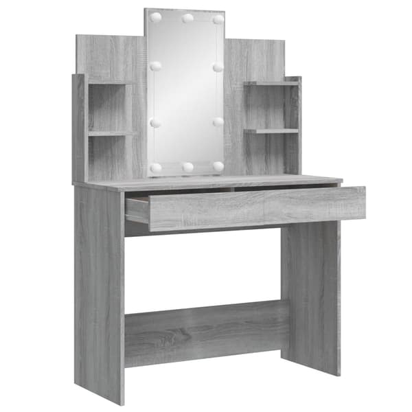 vidaXL Peilipöytä LED-valoilla Sonoma-harmaa 96x40x142 cm 34130 Grå