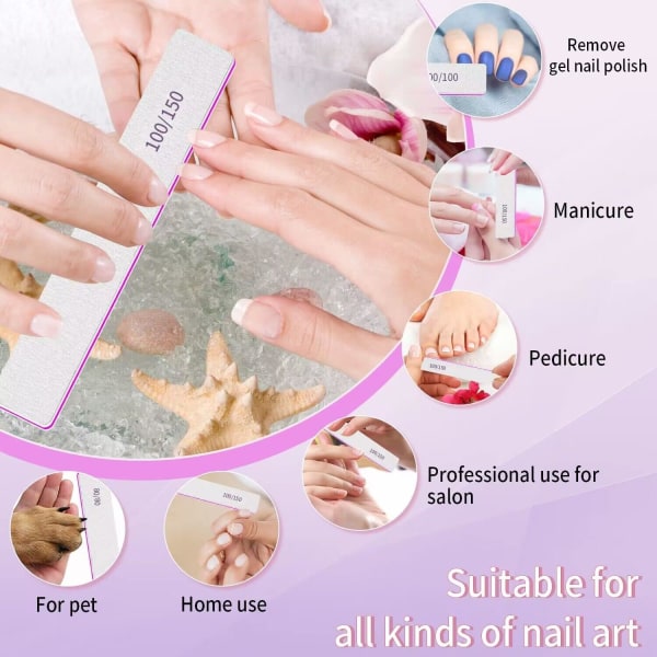 Professionell nagelfil dubbelsidig 80/80 korn nagelfil manikyrverktyg för nagelvård och styling, 12 st fil nagel