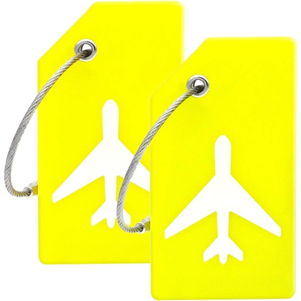 Silikoninen matkatavaratarra nimikortilla, joka on täydellinen omistajan matkalaukun löytämiseen nopeasti (keltainen 2 pakkausta) Yellow