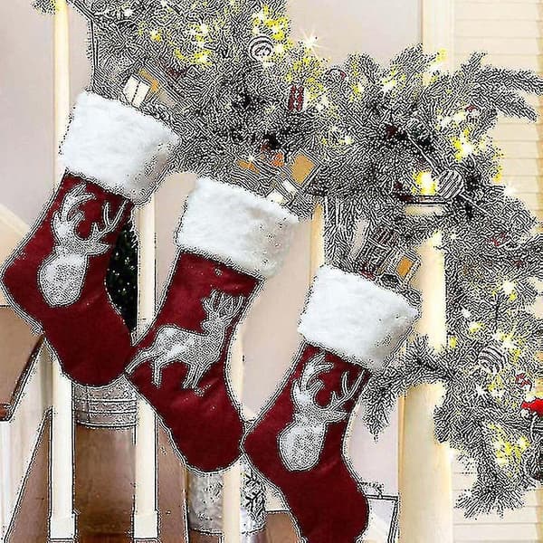 Julstrumpor Presentpåse Kenaf Älg Broderi Julstrumpor Julklapp Julhänge