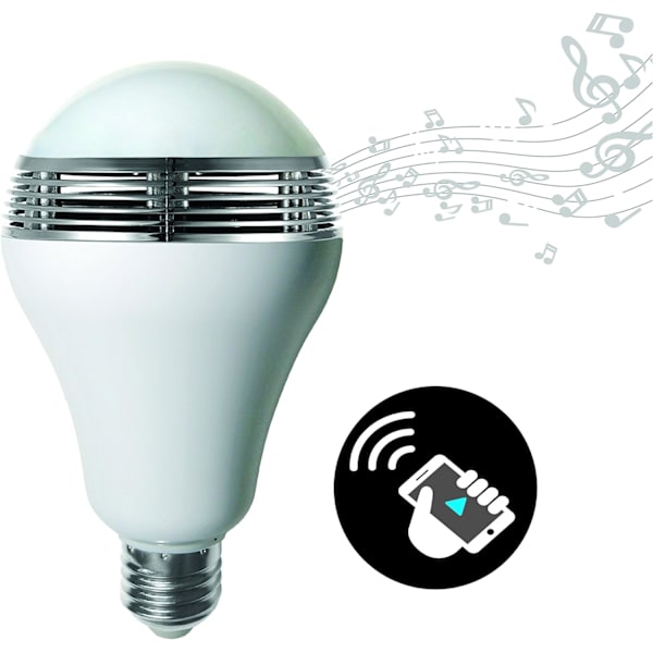 RGB LED-pære med højttaler E27, 12 W, hvid, 14 x 8 x 8 cm [Energiklasse A+]