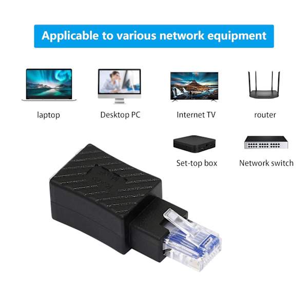 Lige Ethernet-adapter, RJ45 han til hun Cat6 forlænger LAN-netværksforbindelse (2-pak) (lige)