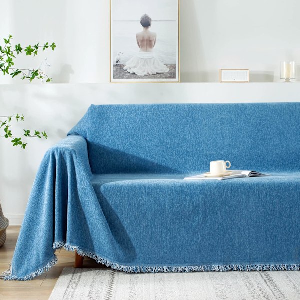Sofatæppe til 2/3/4 sæder, sofatæppe, sofatæppe, bomuld, vaskbart, skridsikkert, smudsafvisende pude, sofatæppe 180*300cm