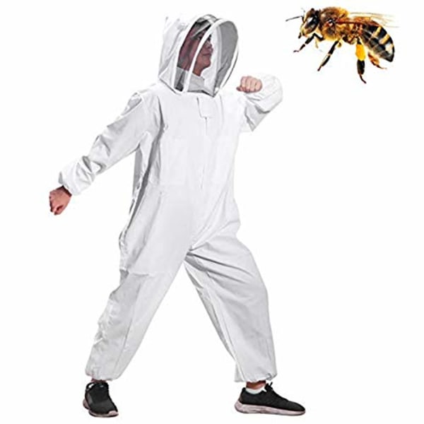 Helkropp Bi-dräkt med Huva Kläder med Slöja Skyddande Rock för Biodlare Anti Getingskydd Bi-dräkt Utrustning (XL) XL