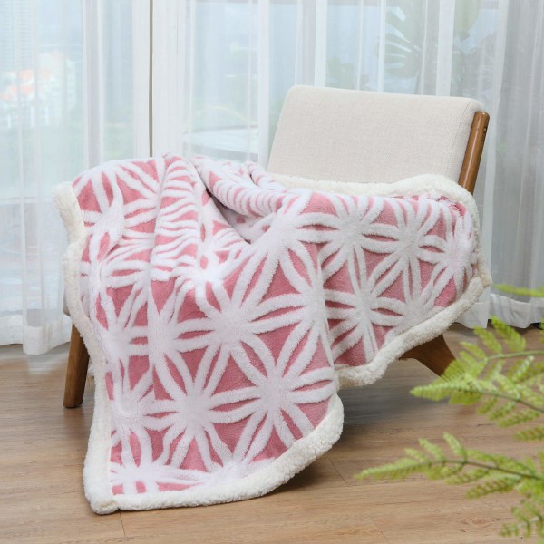 Filt soffa gosig filt - varm sherpa flanell soffa sofffilt, tjock sofffilt Sofffilt, fluffig filt för soffa pink 130*160cm
