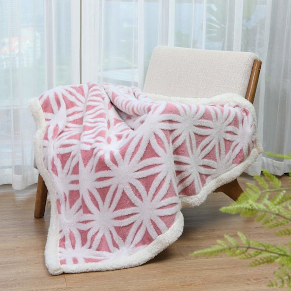 Tæppe Sofa Hyggeligt Tæppe - Varmt Sherpa Flannel Sofa Kast Tæppe, Tykt Sofa Tæppe Sofa Tæppe, Fluffy Tæppe til Sofa pink 150*200cm