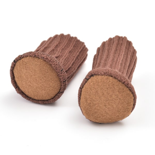 24-delers brune møbelsokker, polyesterstolbensokker Gulvbeskytter Elastisk ullstrikket gulvmøbel Føtdeksler Pads