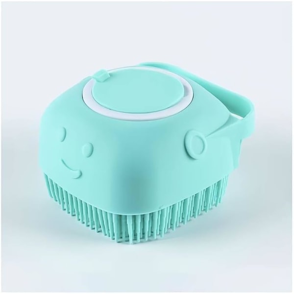 Shampoobørste til kæledyr, silikonemassagegummibadekam med shampooopbevaring til hunde- og katteplejeværktøj (blå) Blue