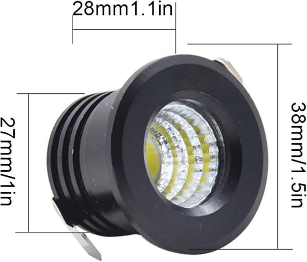 6 stk. Mini sorte LED indbyggede loftspotlights Mini LED spotlight til skabsloftslampe, 3W, varm hvid Black