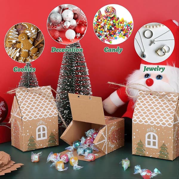 20 st Julklappsaskar, Juldekoration Kraftpapper Presentask, Liten Julklappsask för Presentinslagning Godis