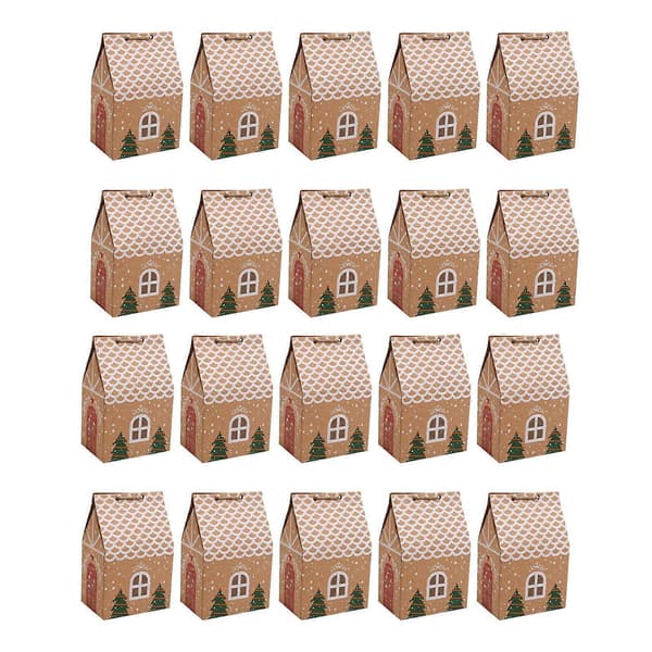 20-pack Julklappsaskar, Presentaskar för Julfester, Presentpåsar, Kakor, Tårtor, Godis, Choklad Inslagen i Julpapper, Jul D