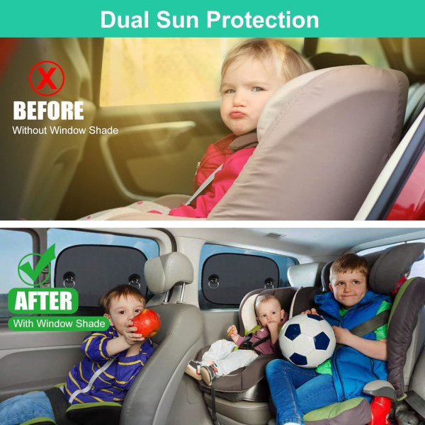 Bilfönsterskydd för baby, universal solskydd för bilfönster, blockerar skadliga UV-strålar, perfekt för att skydda baby, barn, husdjur, 2-pack (44 x 36 cm) 44*36cm
