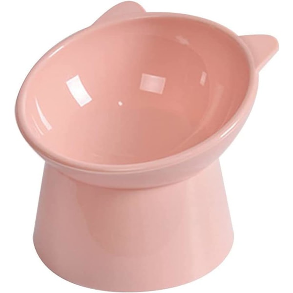 Hævet katteskål，Anti opkast Kattemadsskål，Kattefoderfodervandskål Kattefade 15° vippet Hævet kattefoder (Pink) Pink