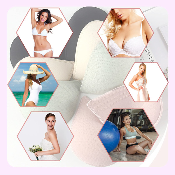 BH-indsatser 4 par aftagelige til sports-bh eller bikini badedragt toppe (A/B/C/D Cup) L
