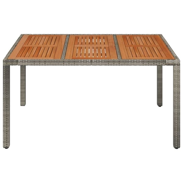 vidaXL Puukannellinen puutarhapöytä harmaa 150x90x75 cm polyrottinki 20000 Grå