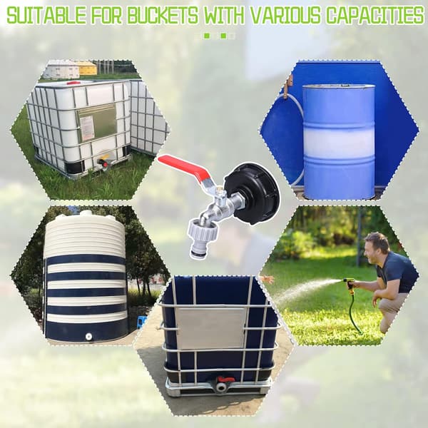 Tankhane, med vandslangehane adapter, S60X6 IBC haneforbindelse, havehane til regnvandssamler (1/2\" plastikadapter) Plastic
