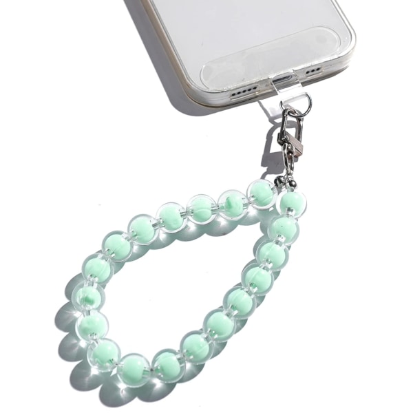 Universal mobiltelefonkedja, mobiltelefonhänge, mobiltelefonpärlor, snodd, handledsrem (gröna pärlor)