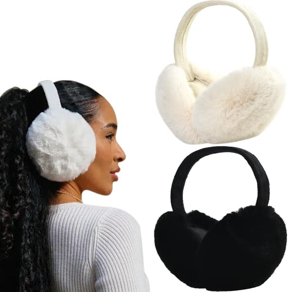 Dame Vinter Ørevarmere Fluffy Ørevarmere Varme Foldbare Koldt Vejr Ørevarmer Black