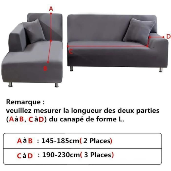 Hörnsofföverdrag, 3-sits + 2-sits + 2 örngott, stretchigt L-format sofföverdrag
