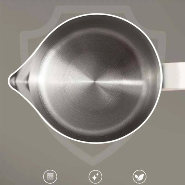 Rustfritt stål espressokanne for steaming, melkeskummerkanne for espressomaskiner, cappuccino latte art, hvit, 350 ml