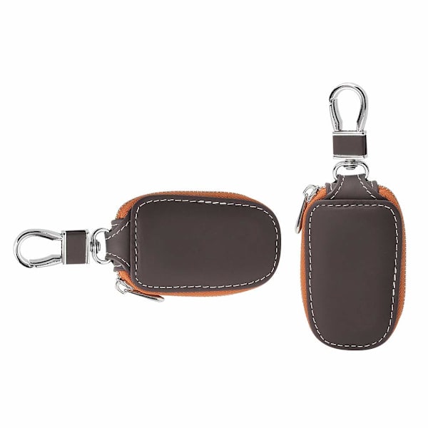 Bilnyckel fodral, smart nyckelhållare skydd PU läder bilnyckel kedja väska bil smart nyckelkedja mynthållare auto fjärrkontroll nyckelring plånbok (brun) Brown