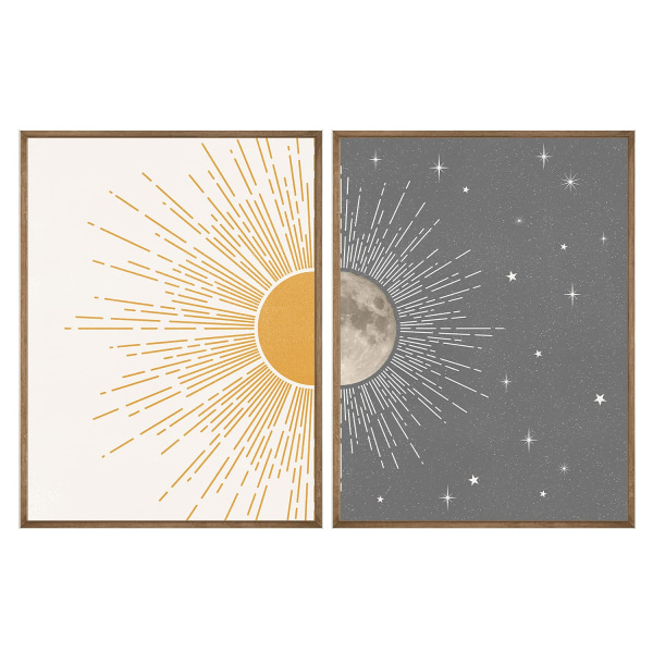 Solmåne Boho Vægdekoration, Himmelske Plakater, Mid Century Moderne Prints til Vægkunst, Vægdekoration til Soveværelse 40*60cm