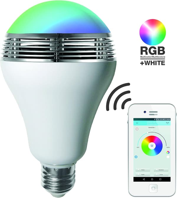 RGB LED-lampa med högtalare E27, 12 W, vit, 14 x 8 x 8 cm [Energiklass A+]