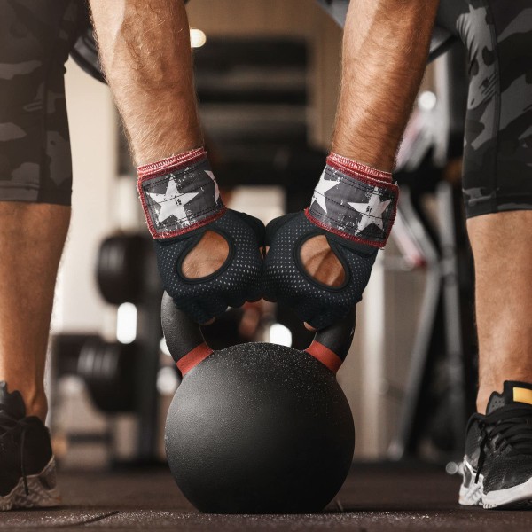 Fitnesshandskar, andningsbara träningshandskar med mikrofibertyg, halkfria silikongymhandskar, tyngdlyftningshandskar, sporthandskar L