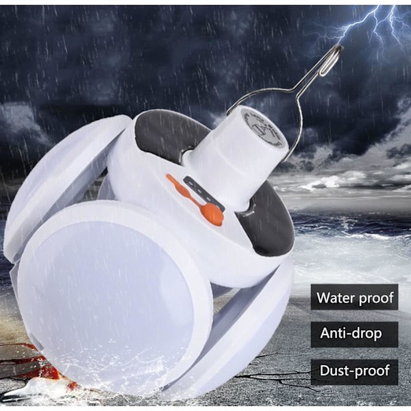 Solcellsdriven Multifunktionell Nöd-LED-Lampa med USB-Laddning, Vikbar Lampa, Utomhus LED-Lampor Perfekt för Strömstörningar, Tältcamping