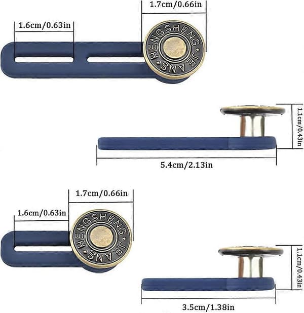 6 stk. knappeforlengere for bukser, jeans, skjørt, midjefester