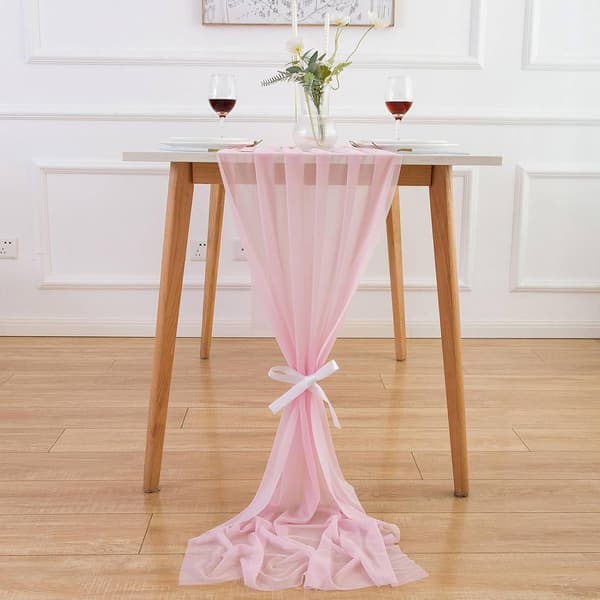 Chiffon bordslöpare - 300 x 70 cm - Rosa